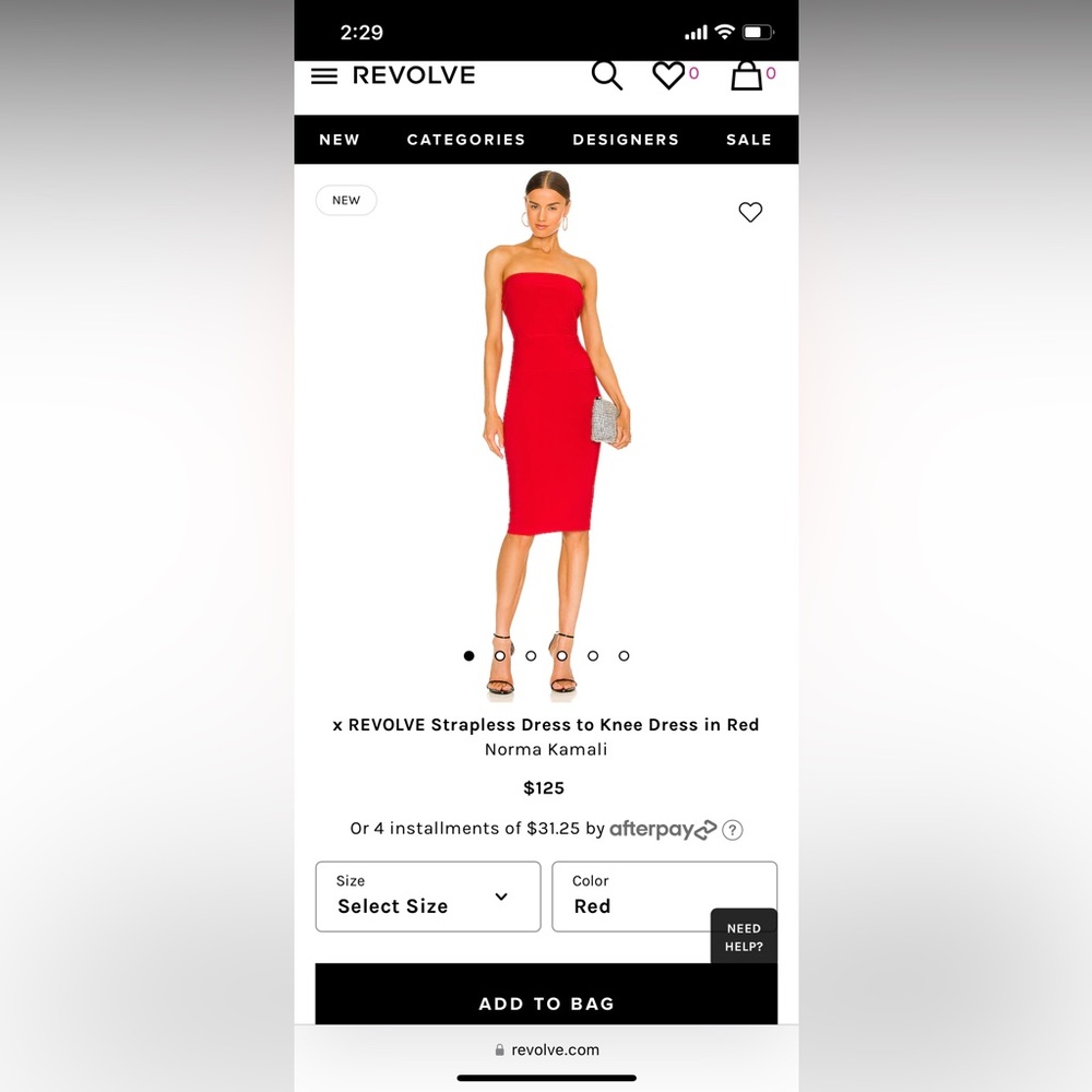 NWT strapless red midi dress